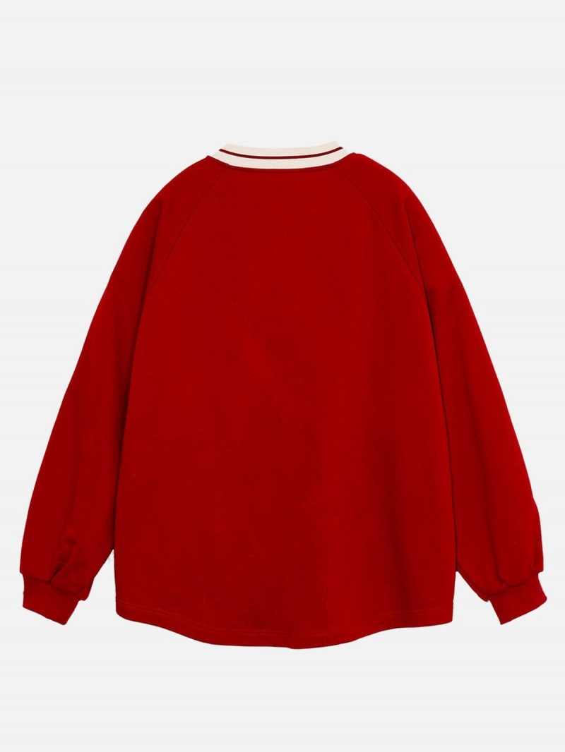 Rouge  Sweat a Capuche Aelfric Eden Vintage Patchwork Sweatshirt - YNZ-2641482